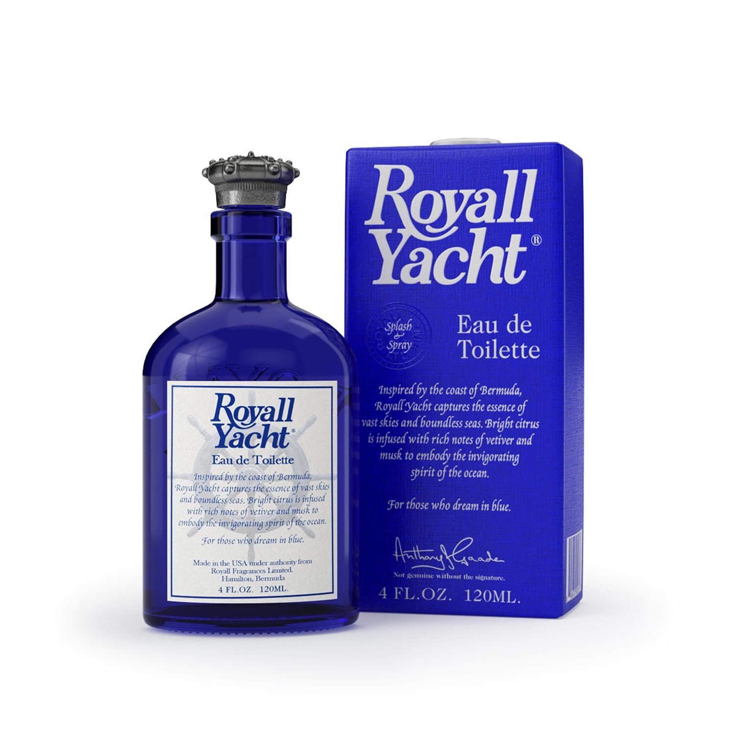 61IKTfivyhL._SL1500_.jpg ROYALL YACHT, Men's Eau de Toilette, Marine Citrus & Vetiver Fragrance – 4 oz Spray - Image 1