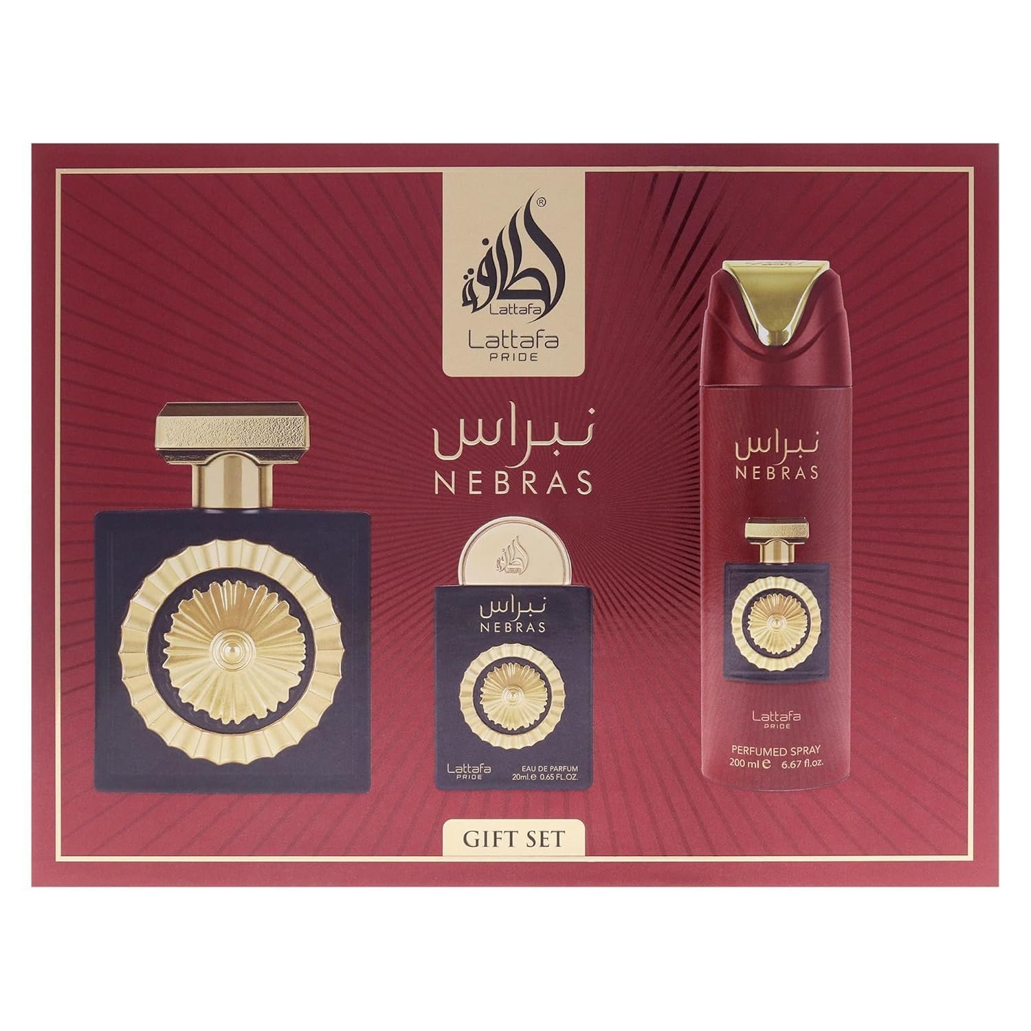 71qO777lmZL._SL1500_.jpg Lattafa Pride Nebras – Fruity, Sweet, Vanilla, Amber – 3-Piece Gift Set for Unisex - Image 1