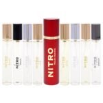 Nitro Collection by Dumont for Men – 9pc Mini Gift Set: 8 x 0.34oz EDP Vials (Black, Green, Intense, Platinum, Red, White, Blue, Nitro Pour Homme) - Image 2